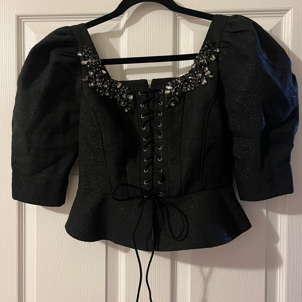 Chic Black Embellished Women's Blouse ((perfect condition))